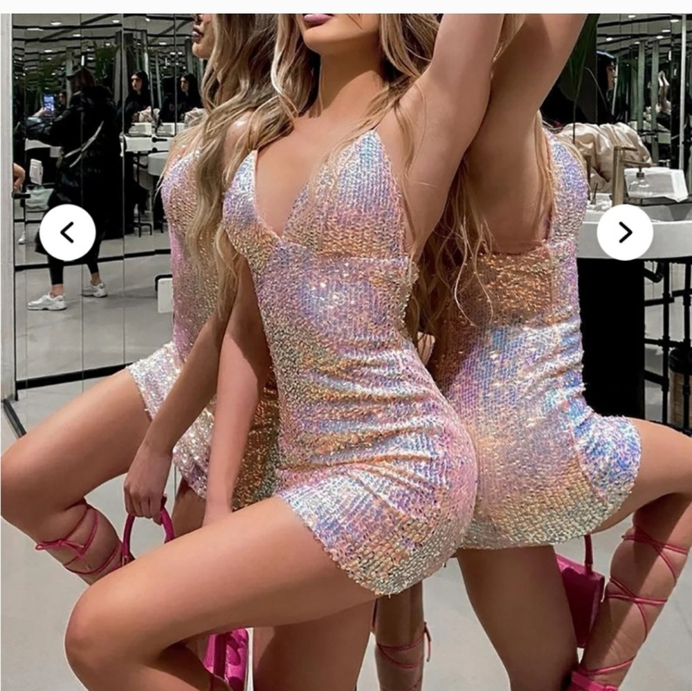 Keep Your Shine Sequin Mini Dress - Blush Pink NWT SZ 3X - Picture 1 of 6
